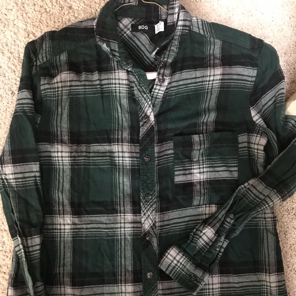 BDG Green Flannel Top - Size XS